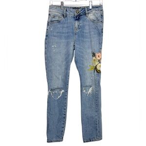 Zara | Z1975 Distressed Embroidered Jeans | Size 2 | EUC